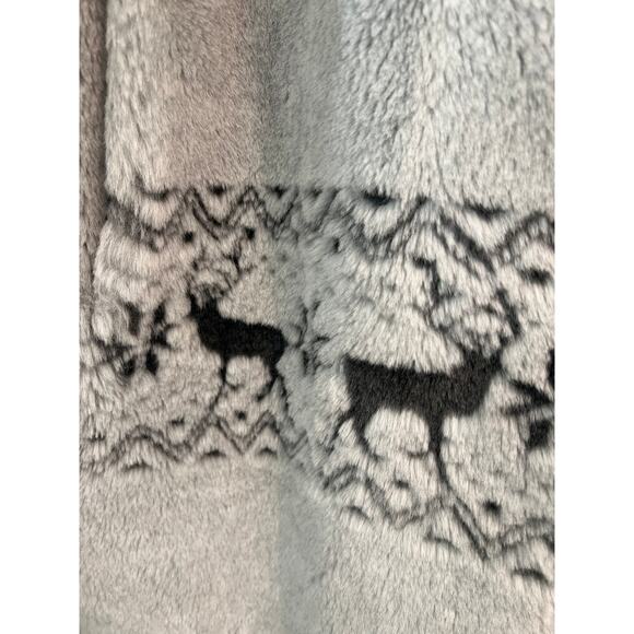 Alpine Studio size medium fuzzy fleece coat with deer & fur trim - Picture 2 of 4